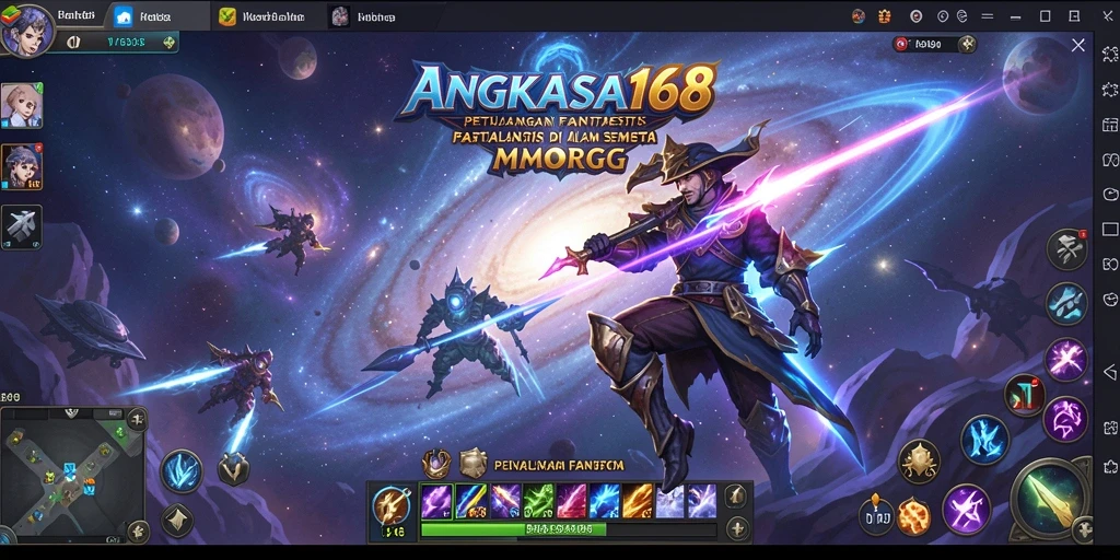 Screenshot gameplay ANGKASA168 menampilkan pertempuran seru di dunia fantastis.