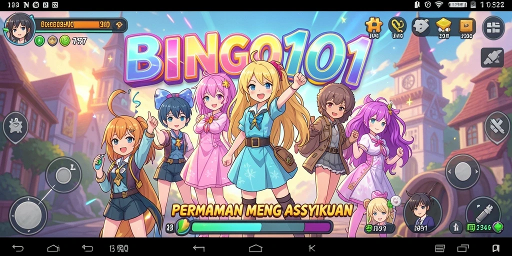 Tampilan gameplay BINGO101 dengan karakter Anime yang menarik.