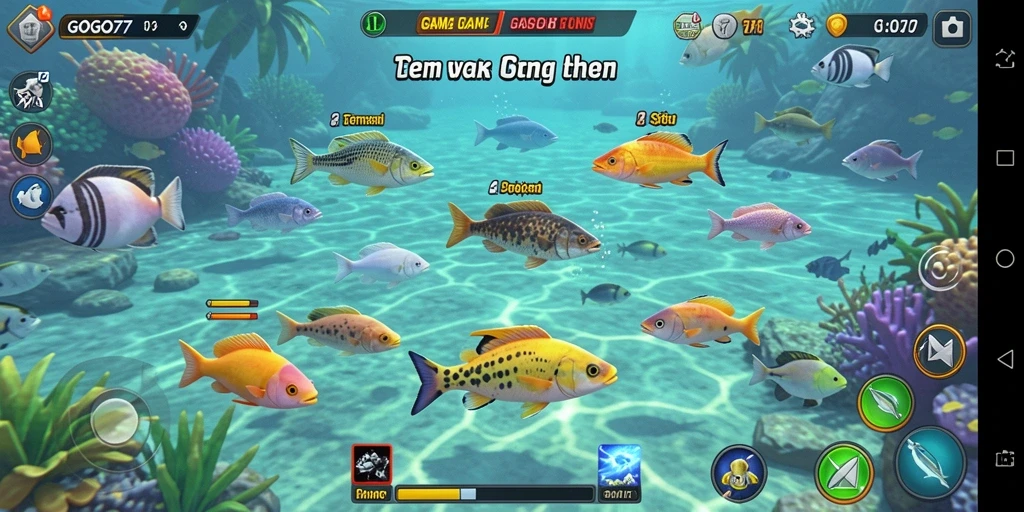 Gameplay seru GOGO77 dengan berbagai jenis ikan untuk ditembak.