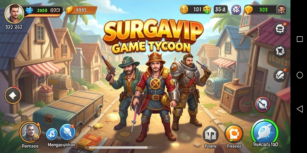 Tampilan gameplay SURGAVIP yang menawan dan penuh strategi Tycoon.